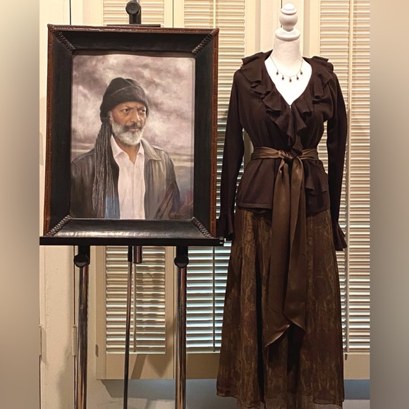 Peruvian Connection Dresses & Skirts - Peruvian Collection dark brown and olive silk skirt